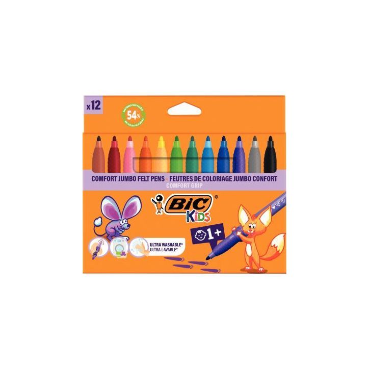 Lot de 12 pochettes de 12 feutres confort dont 2 gratuits 523589 BIC