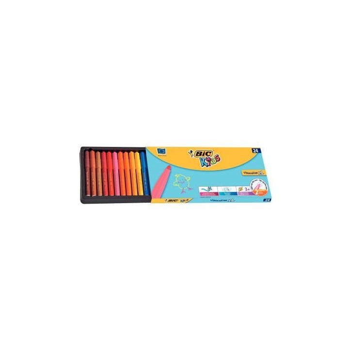 Boîte de 24 Visacolor XL pointe ogive extra large couleurs assorties 8290053 VISACOLOR BIC