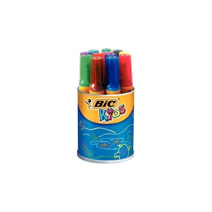 Pot de 12 marqueurs Décoralo pointe ogive couleurs assorties 8289702 BIC KIDS BIC