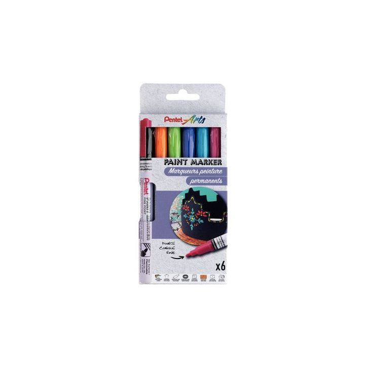 Pochette de 6 marqueurs peinture fun assortis MSP10/6FUNNY PENTEL