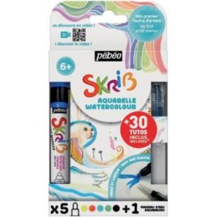 Achetez Set de 5 marqueurs gouache + 1 marqueur aquabrush assortis 604121 PEBEO pas cher sur Ma Rent..