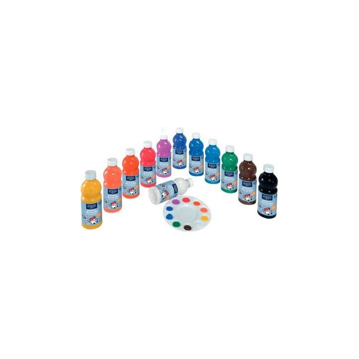 Carton de 12 flacons 500 ml de gouache liquide ultra lavable 188436 COLOR AND  LEFRANC & BOURGEOIS
