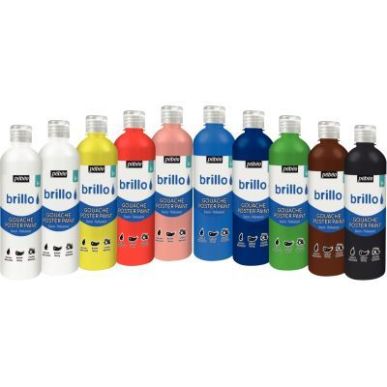 Achetez Assortiment de 10 flacons de 500 ml de gouache brillante BRILLO (9 + 1 flacon offert) 384599..