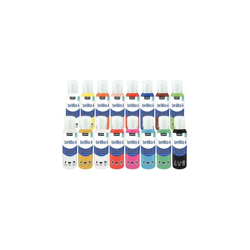 Achetez Carton de 16 flacons de 150 ml de gouache brillante BRILLO couleurs assorties 386292 BRILLO ..
