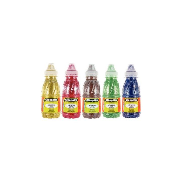 Lot de 5 flacons 250ml de peinture pailletée, assortiment 2 PP250X5B CLEOPATRE