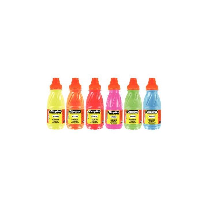 Lot de 6 flacons 250ml de gouache Néfertari fluo PGN250X6F CLEOPATRE