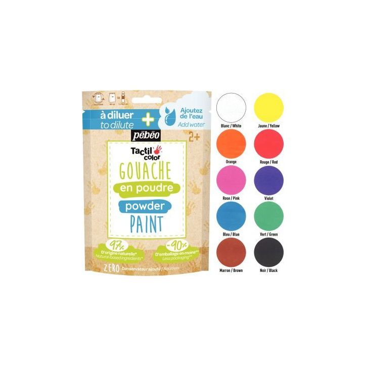 Lot de 10 sachets 180g de gouache en poudre 2 en 1 Tactilcolor 633340 TACTIL COL PEBEO