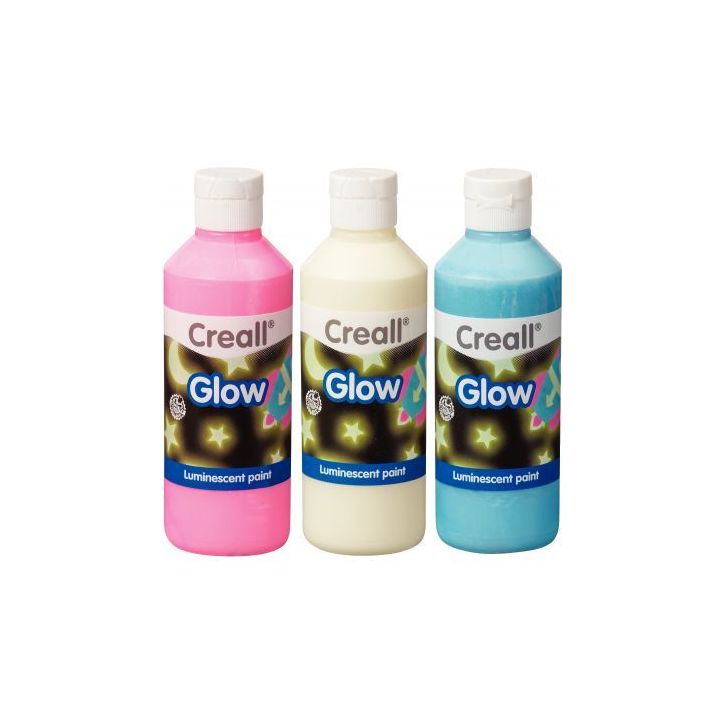 Lot de 3 flacons de 250 ml de peinture phosphorescente couleurs assorties : vert/jaune, rouge/rose et bleu 059(...)