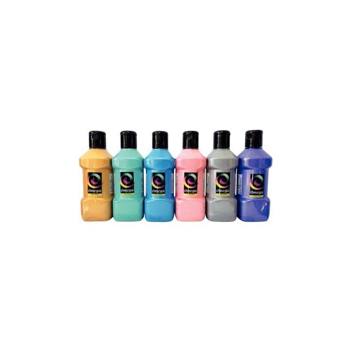 Lot de 6 flacons de 250ml de peinture vinylique plastifiante, couleurs nacrées assorties SP6250N