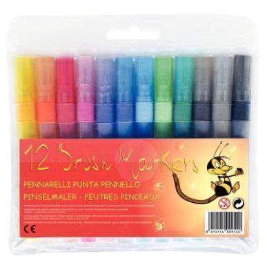 Achetez Pochette de 12 feutres pinceau pointe moyenne assortis MJ60420200 pas cher sur Ma Rentrée S..