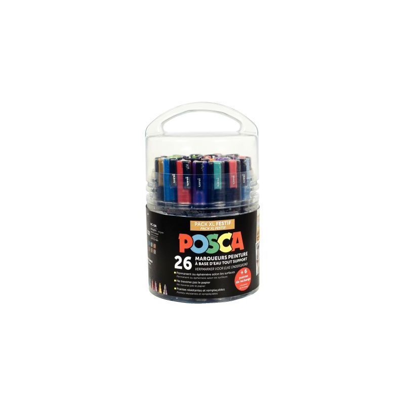 Achetez Seau de 26 marqueurs Posca festif dont 6 offerts PACK EDU POSCA/20+6 002 POSCA UNIBALL pas c..
