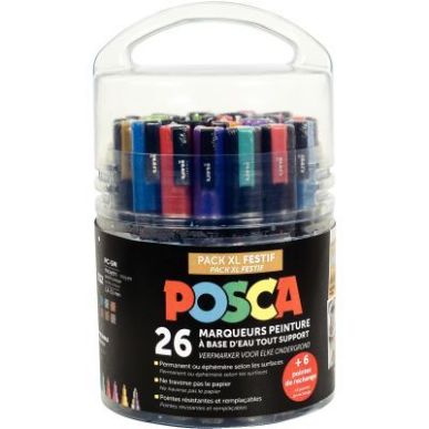 Achetez Seau de 26 marqueurs Posca festif dont 6 offerts PACK EDU POSCA/20+6 002 POSCA UNIBALL pas c..
