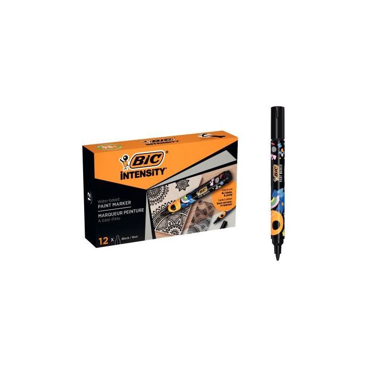 Boîte de 12 marqueurs peinture Intensity noirs 527477 BIC