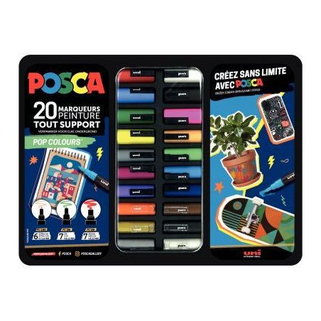 Achetez Mallette de 20 Posca Pop Colors MPOSCAMETAL/20015 POSCA UNIBALL pas cher sur Ma Rentrée Sco..