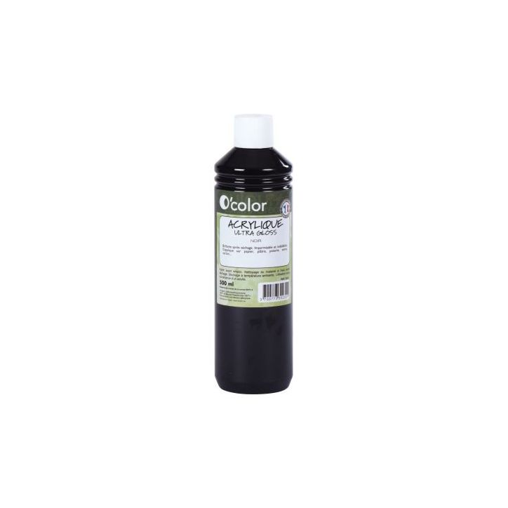 Flacon 500ml de peinture acrylique O'COLOR, noir ACR500PETNOI_00/28531 O'COLOR