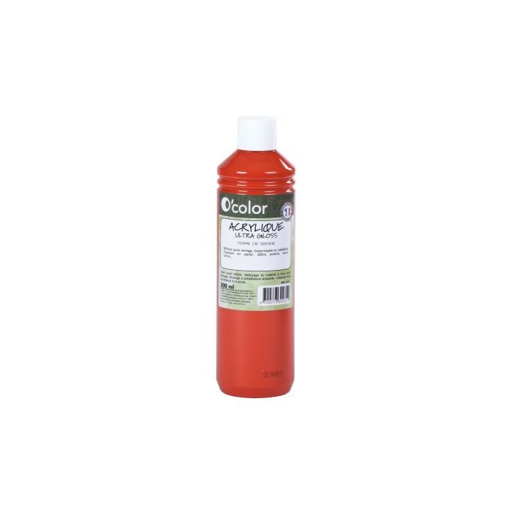 Flacon 500ml de peinture acrylique O'COLOR, terre de sienne 0231 O'COLOR