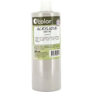 Achetez Flacon de 500 ml de peinture acrylique coloris métallique argent AME500PETARG_00/28524 O'CO..