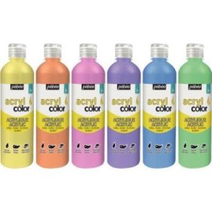 Achetez Carton de 6 flacons 500ml de peinture ACRYLCOLOR couleurs pastel assorties 364792 ACRYLCOLOR..