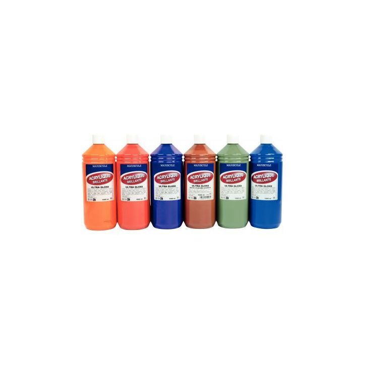 Lot de 6 flacons 1litre acrylique majuscule ultra gloss 1887 MAJUSCULE