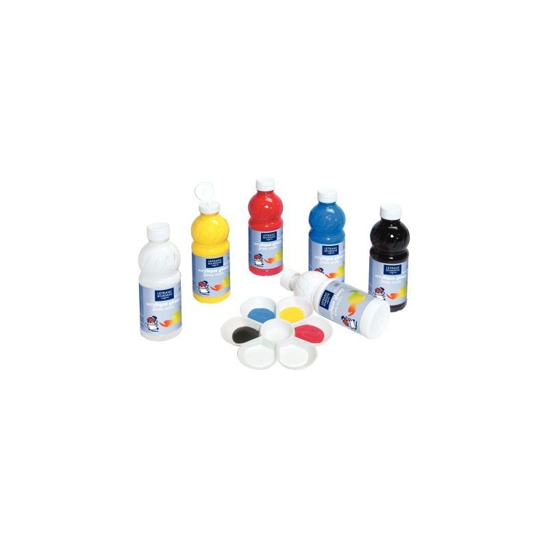 Achetez Carton de 6 flacons 500ml d'acrylique Glossy Lefranc Bourgeois, couleurs vives assorties 188..