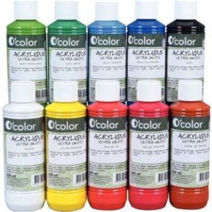 Achetez Lot de 10 flacons 250 ml de peinture acrylique O'COLOR, couleurs assorties 1582 O'COLOR pas ..