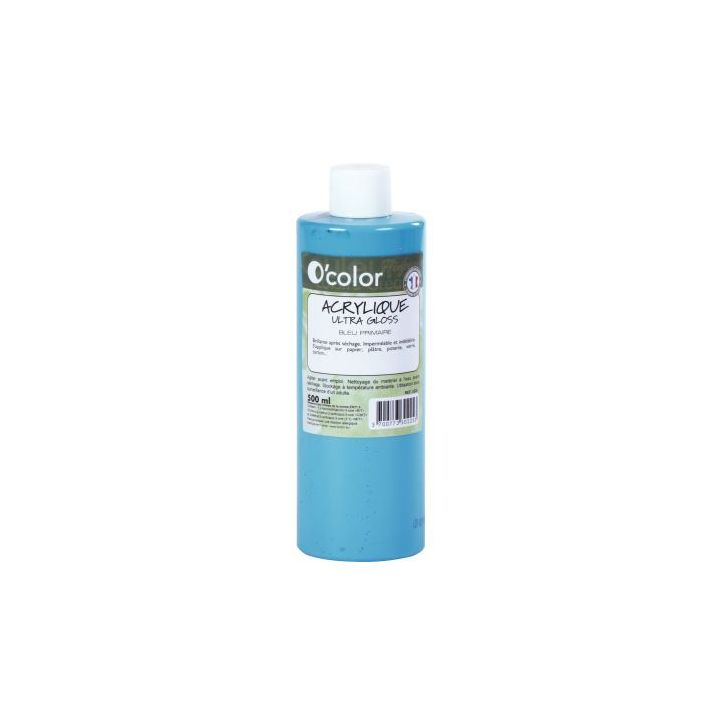 Flacon 500ml de peinture acrylique O'COLOR, bleu ACR500PETBP_00/28525 O'COLOR