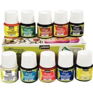 Achetez Boite de 10 flacons 45ml de peinture VITREA 160 111100 PEBEO pas cher sur Ma Rentrée Scolai..