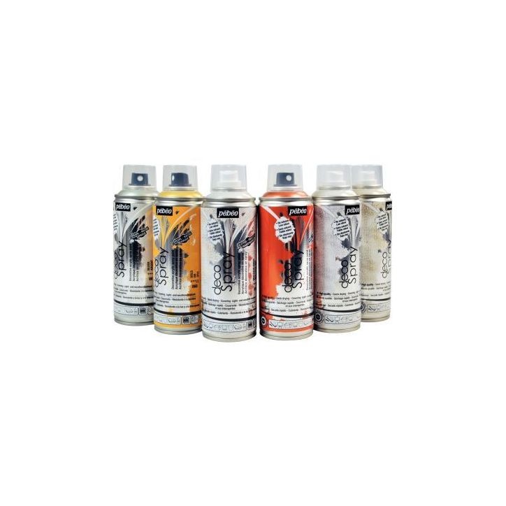 Lot de 6 sprays 200ml de peintures acryliques 093898 PEBEO