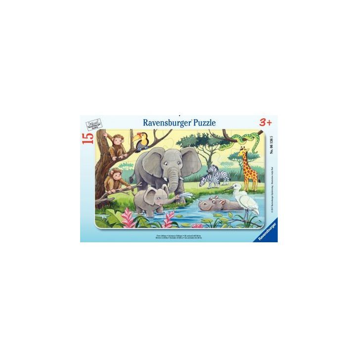 Puzzle à  cadre 15 pièces, les animaux d'Afrique 4005556061365 RAVENSBURGER