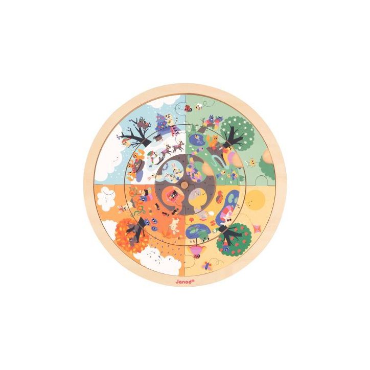 Puzzle d'observation rond recto/verso, le jardin J05090 JANOD