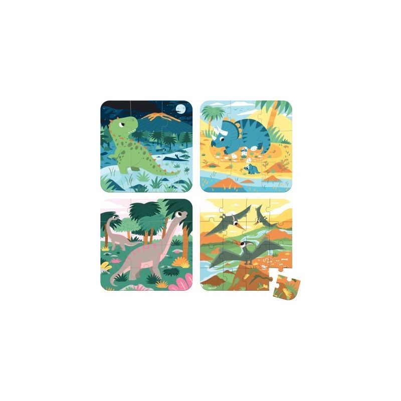 Achetez Boite de 4 puzzles progressifs, les dinosaures J02541 JANOD pas cher sur Ma Rentrée Scolair..
