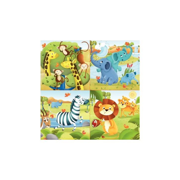 Boite de 4 puzzles progressifs, les animaux de la savane 17147