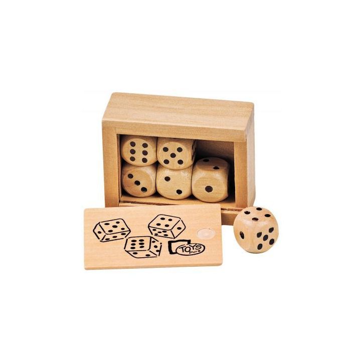 Mini coffret de 6 dés en bois HS239