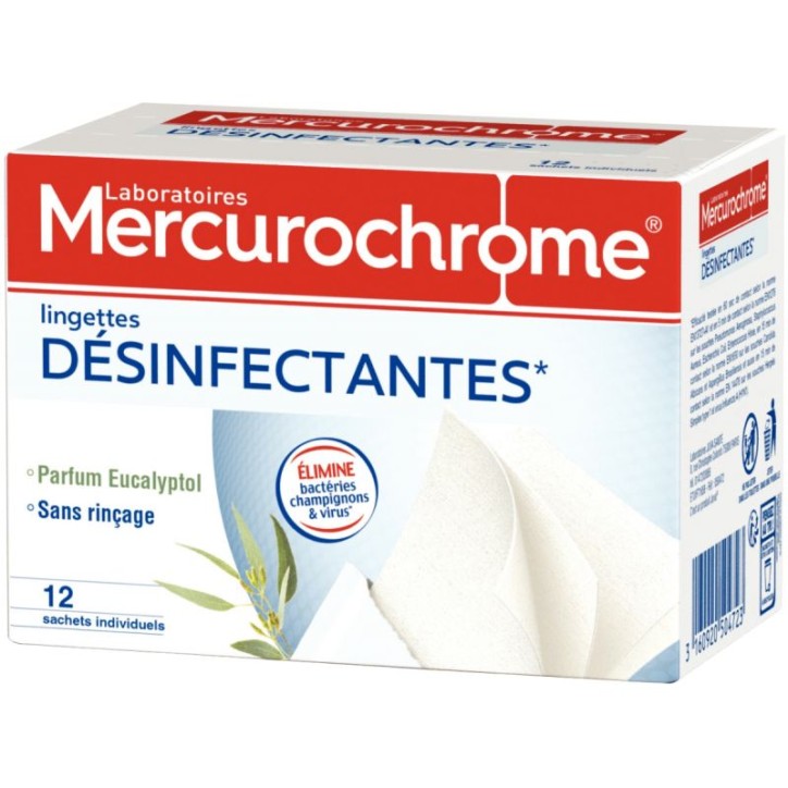 Boite de 12 lingettes désinfectantes 050472 MERCUROCHROME