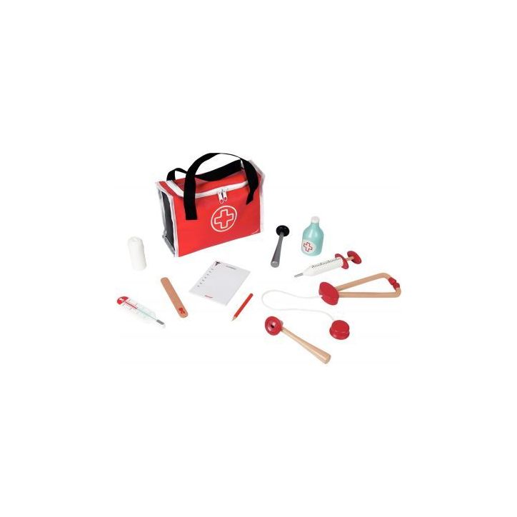 Mallette du docteur + 10 accessoires en bois J06513 JANOD