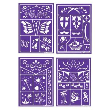 Achetez Lot de 4 planches de pochoirs de maquillage assorties GT41689 pas cher sur Ma Rentrée Scola..