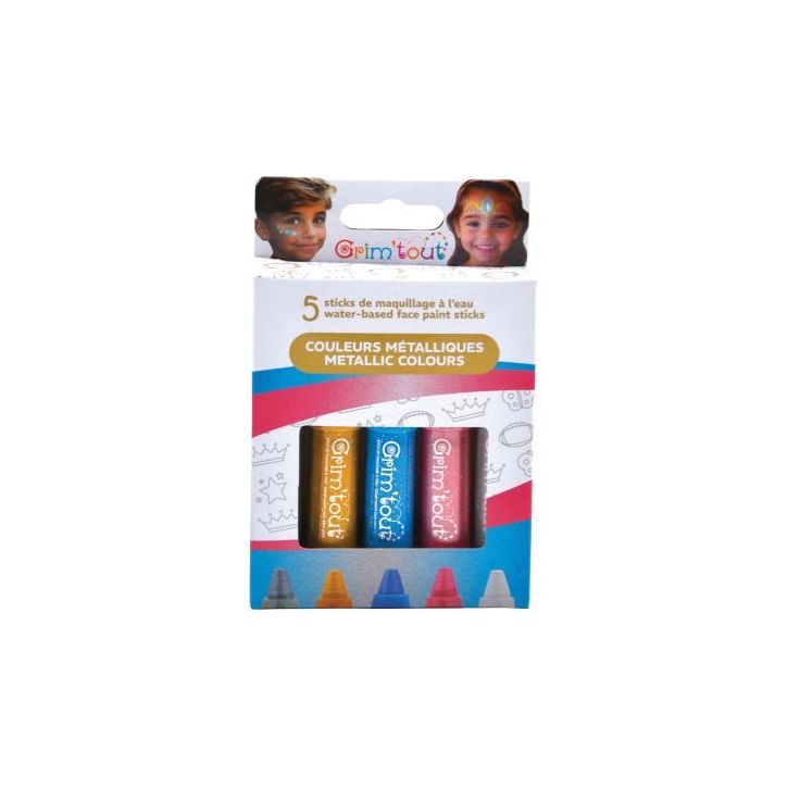 Lot de 5 sticks de maquillage couleurs métalliques GT42467 GRIM'TOUT