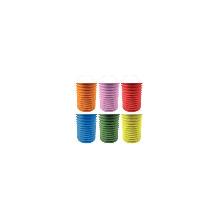 Lot de 12 lampions cylindriques hauteur 13 cm coloris assortis