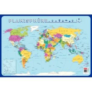 Achetez Poster Pédagogique en PVC 76x52cm - Thème La Carte du Monde PAPPOSTPLANISPHERE pas cher su..