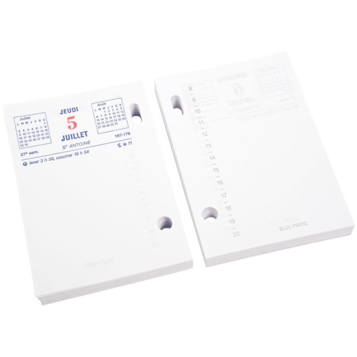 Bloc 372 feuillets éphéméride date à  gauche 31122E