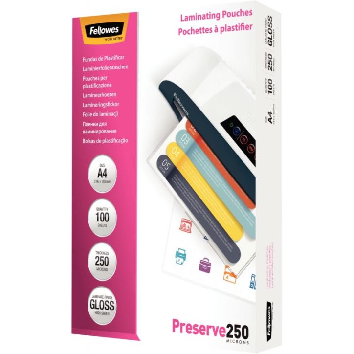 FELLOWES Pack de 100 pochettes A4 250 microns 5401802