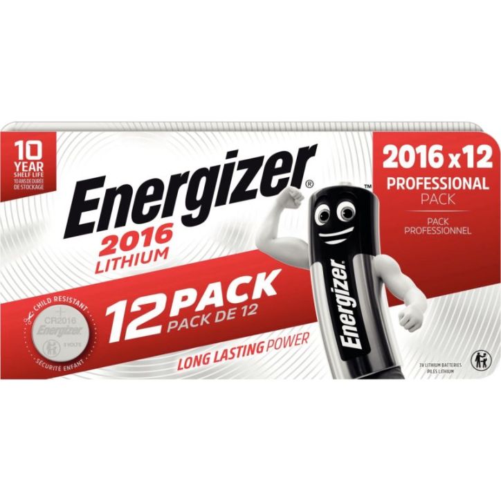 Paquet 12 piles lithium 3V CR2016 7638900441888 ENERGIZER