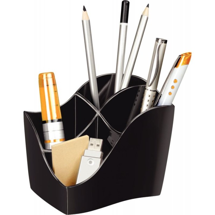 CEP Multipot Ellypse 4 compartiments, Dimensions L8,9 x H9,8 x P11,8 cm, coloris Noir