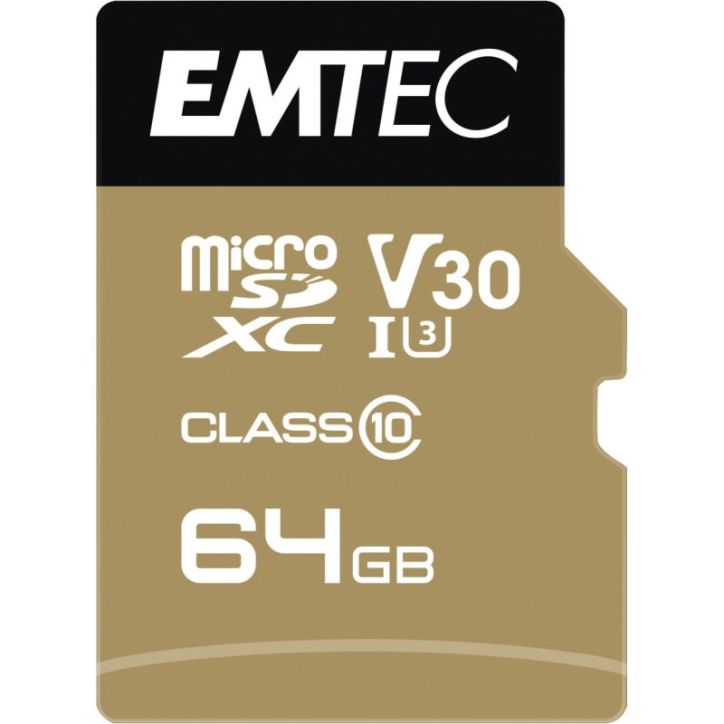 Carte micro SD Emtec UHS I U3 V30 Speedin Pro 64 GO XC ECMSDM64GXC10SP EMTEC