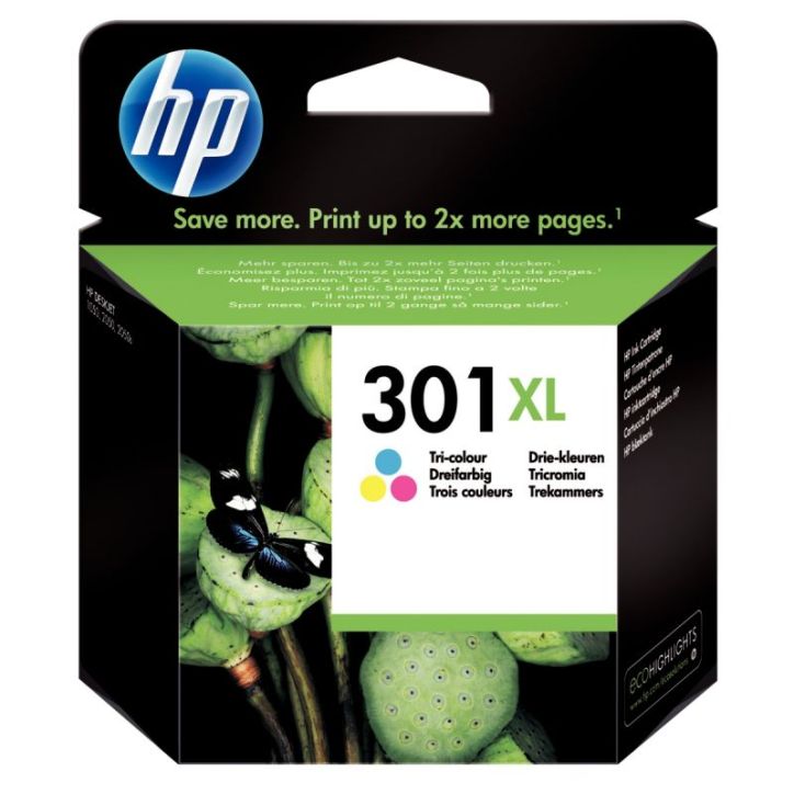 HP 301XL Cartouche d'Encre Trois Couleurs grande capacité Authentique (CH564EE)