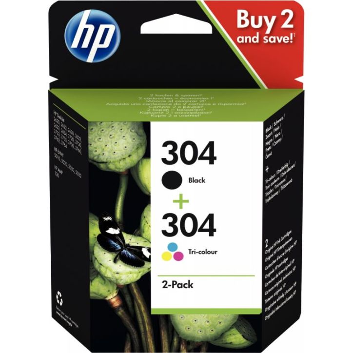 Lot de 2 cartouches encre à la marque HP 3JB05AE noir et couleurs 304 HPSPI3JB05AE HP