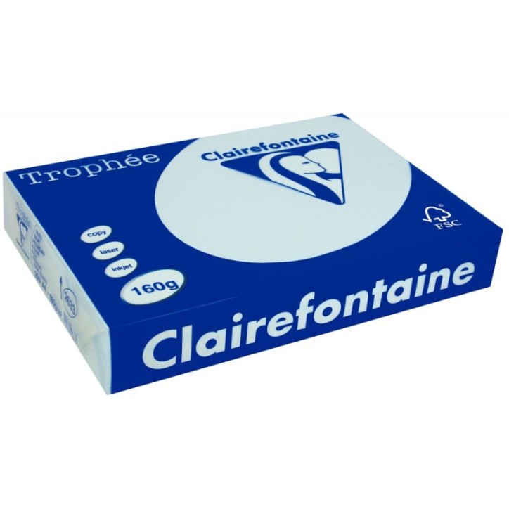 CLAIREFONTAINE Ramette de 250 feuilles papier couleur TROPHEE 160 grammes format A4 Bleu 2633