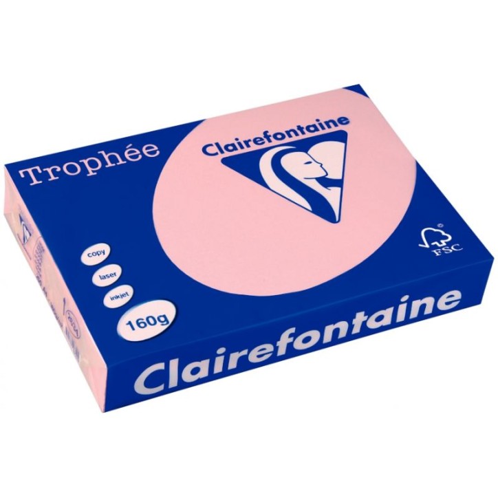 CLAIREFONTAINE Ramette de 250 feuilles papier couleur TROPHEE 160 grammes format A4 Rose 2634