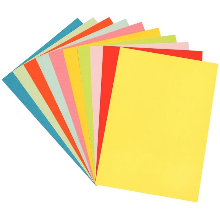 Paquet de 100 feuilles de papier couleur 160g format 50x65 cm 10 couleurs assorties 50X65/160/100