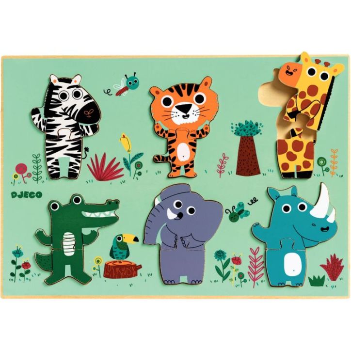 Encastrement en bois Coucou Croco, 12 pièces DJ01258 DJECO